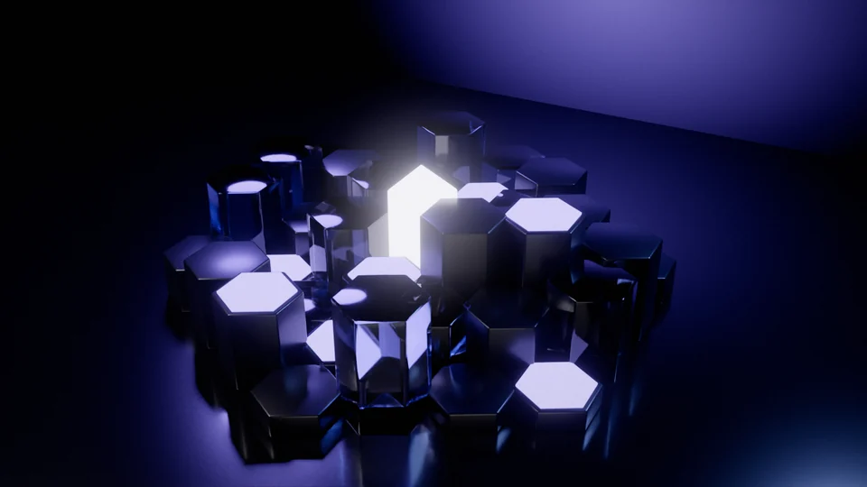 A honeycomb of glowing cells